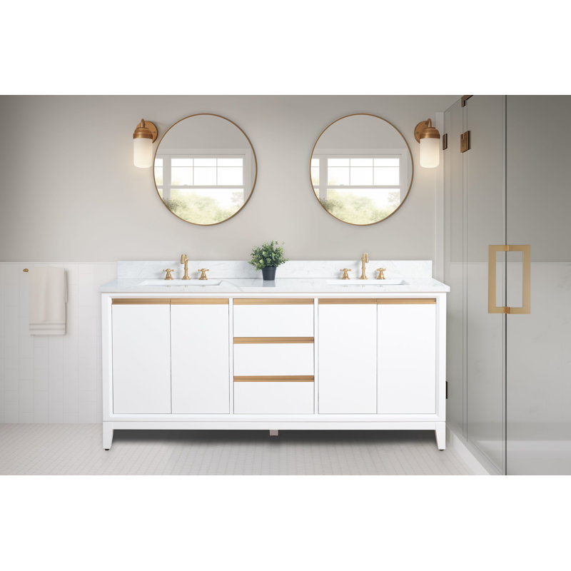 Vanity Art 72'' Double Bathroom Vanity with Engineered Marble Top | Wayfair